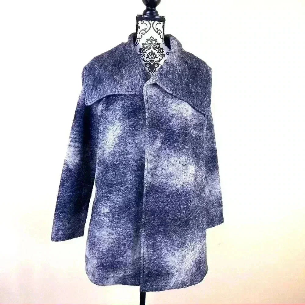 Nanette Lepore Sustainable Gray Ombre Wool Mohair Swing Jacket Coat Size S - Picture 4 of 16